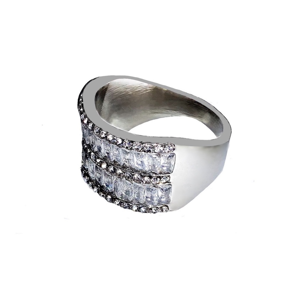Silver Plated AAA CZs Layered Ring - Picture 5 of 5
